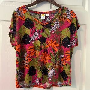 C&C California Women's Tropical Print Top - Multicolor 💯 Linen